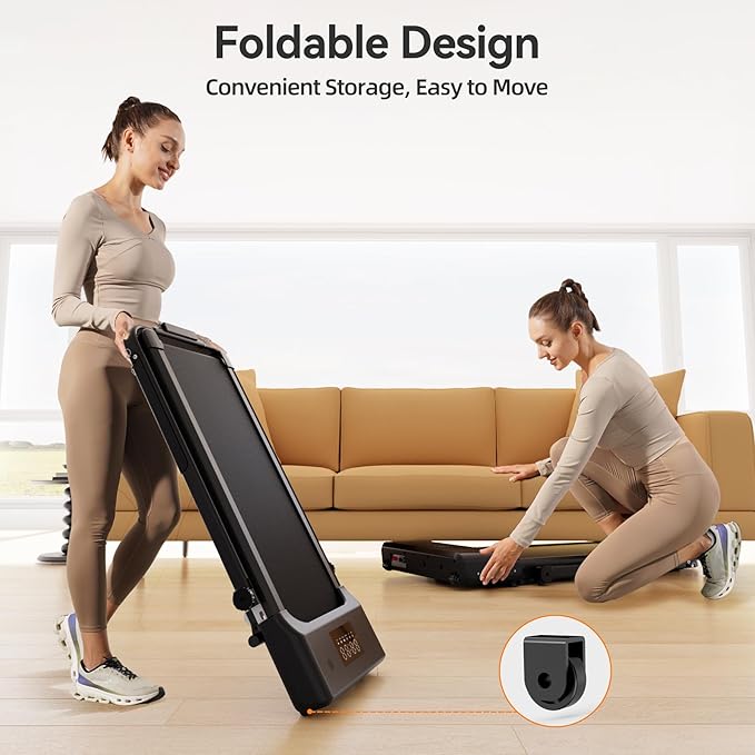 Walking Pad Treadmill with Handle bar, 3.0HP Small Foldable Treadmills for Home with APP Remote Control and LED Display, 7.5MPH Portable Treadmill 300 Lbs Capacity