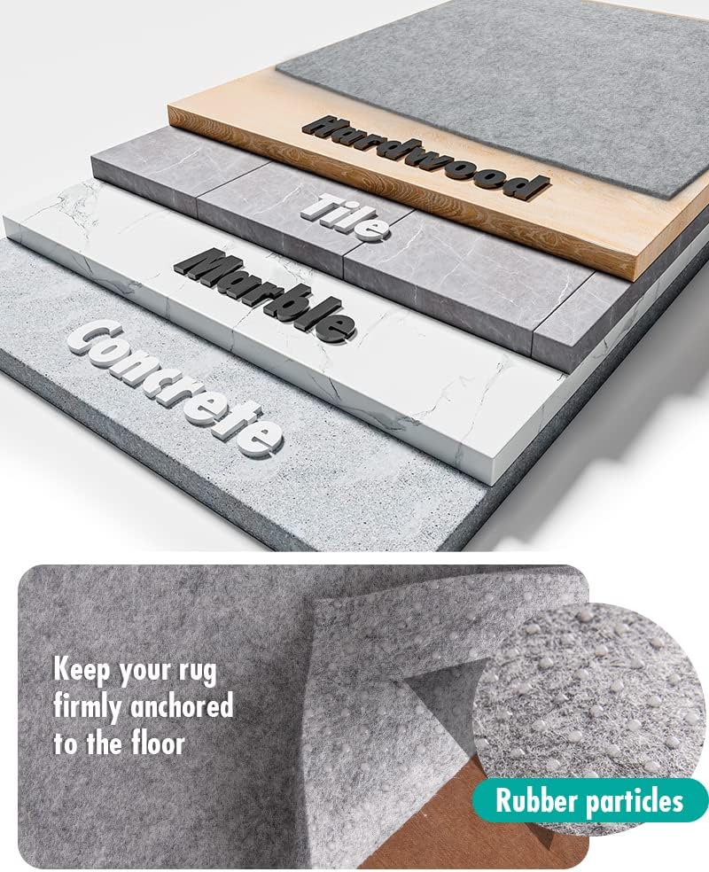 Non Slip Rug Pad Gripper - 2x12 Feet 1/8” Extra Thick Felt Under Rug for Runner Rugs and Hardwood Floors,Super Cushioned Non Skid Carpet Padding