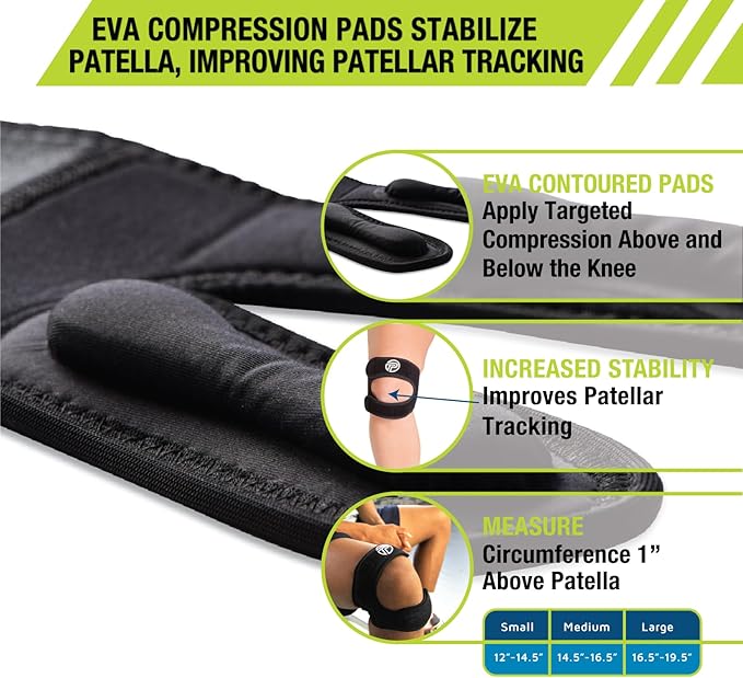 Pro-Tec X-Trac Dual Strap Knee Support, Quadriceps and Patellar Tendon Strap, Knee Brace, Compression Straps, Knee & Joint Support, Tendinitis, Chondromalacia, Adjustable, Easy to Use