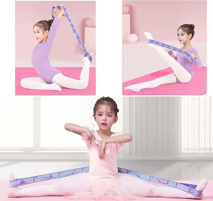 2pcs Stretch Strap for Kids,Elastic Yoga Stretching Strap with Loops, Multi-Loop Adjustable Exercise Stretching Bands,Stretching Resistance Ballet Bands for Dance, Latin, Gymnastics Exercis -8Loops