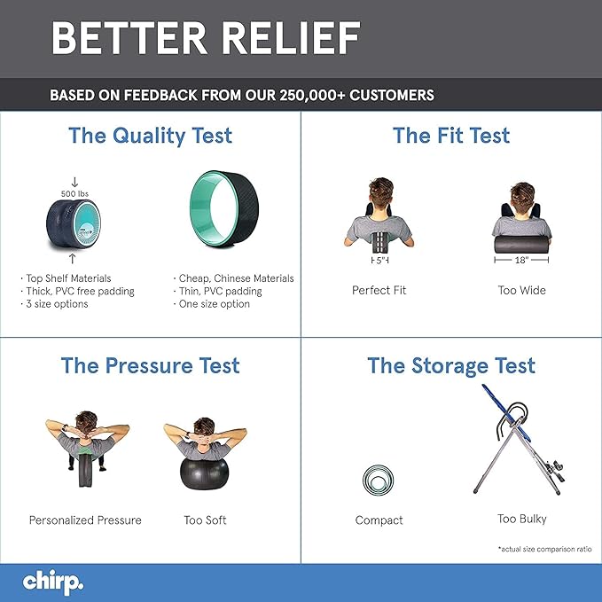 Chirp Wheel Foam Roller - Targeted Back & Neck Pain Relief, Muscle Massage, Trigger Point Therapy, High-Density Foam Tool for Physical Therapy, Stretching & Exercise, 500lbs Capacity, 12-Inch Mint