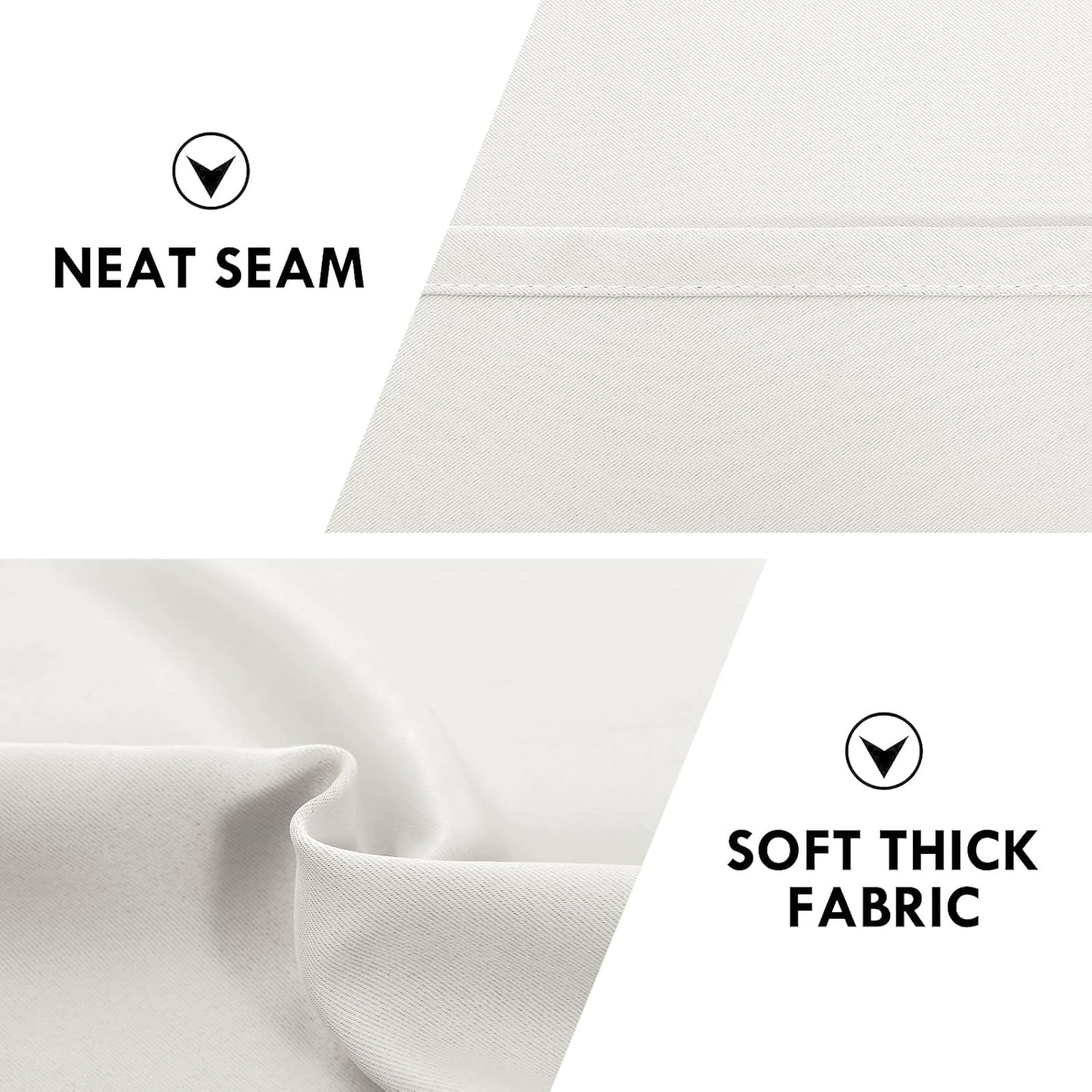 DWCN Blackout Curtains Thermal Insulated, Energy Saving & Noise Reducing Bedroom and Living Room Curtains, Ivory, W 42x L 45 Inch, Set of 2 Rod Pocket Curtain Panels