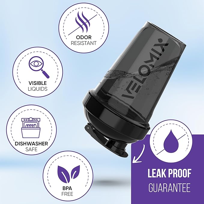 '-6 PACK- Shaker Cups for Protein Shakes 20 oz - 6x Wire Whisk | Leak Proof Protein Shaker Bottle for Protein Shakes, Shaker Bottle Pack for Pre & Post Workout, Shaker Cup (ALL IN BLACK)