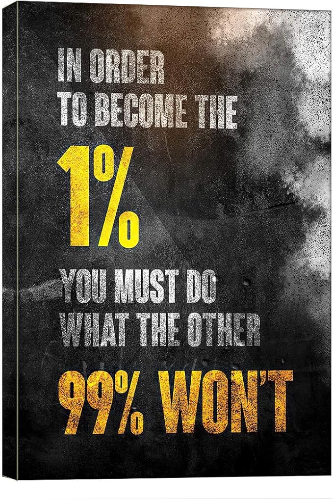 1% Entrepreneur Motivational Canvas Wall Art -Inspirational Office Wall Art Poster Quotes - Canvas Artwork Picture Print Framed for Home Office Bathroom Bedroom Wall Decor -24"X36"