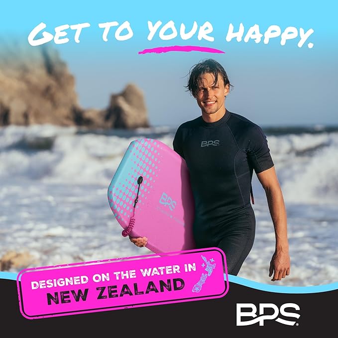 BPS 'Storm' Bodyboard with Premium Coiled Leash - Lightweight with EPS Core, Durable for All Wave Conditions