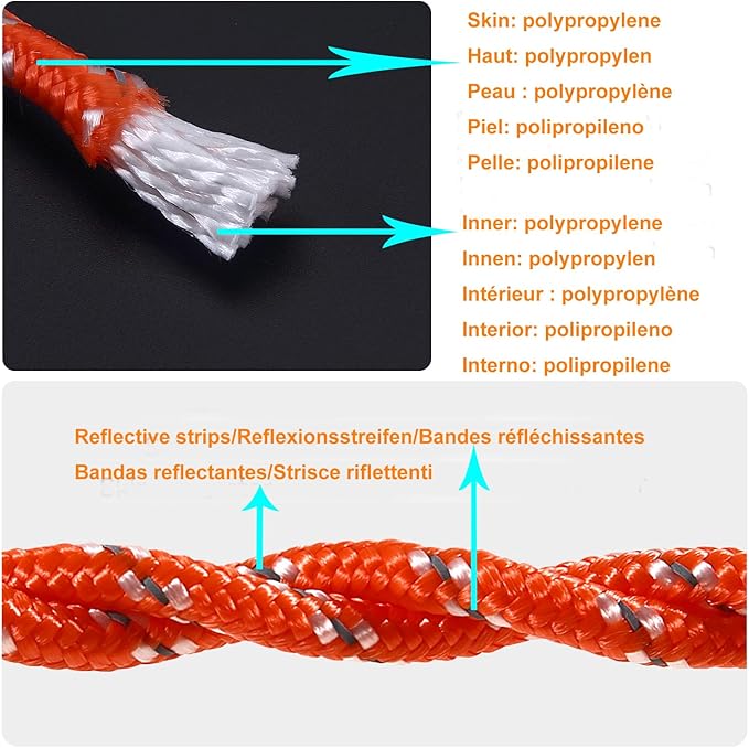 1/4 in (6mm) x 100 Ft (30Meter) Marine Floating Rope for Boating, Fishing, Rafting, Camping, Hiking, Hunting, Anchor, Mooring, Dock Lines, Kayak, Canoe, Rescuing Reflective Orange