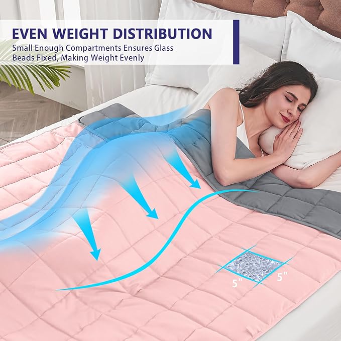 King Size Weighted Blanket for Adults (25 lbs, 80β x 87β, Pink Grey) Cooling Heavy Blanket for Sleeping Perfect for 240-260 lbs, Breathable Blanket for Adults & Couple All Season, Machine Washable