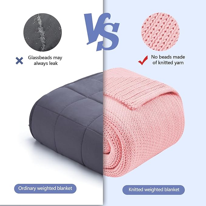 L'AGRATY Knitted Weighted Blanket - 48"x72" 12lbs Cooling Chunky Knit Heavy Blanket for Adults Braided Crochet Throw Thick Cable Yarn Knit Decorative No Beads Evenly Weighted Machine Washable