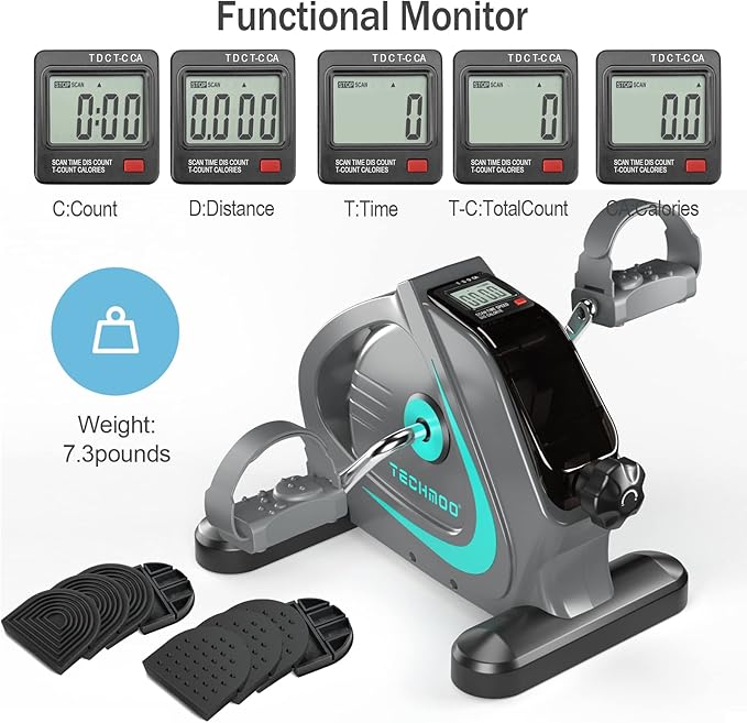 Under Desk Bike Pedal Exerciser Portable Mini Home Exercise Bike with 5LBS Flywheel Sitting Peddler Exerciser for Seniors Legs and Arms Trainer Physical Therapy Equipment Fitness Exercise Bicycle