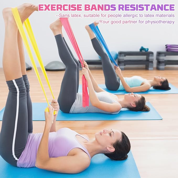5 Pcs Resistance Bands, Professional Exercise Bands Elastic Stretch Bands for Fitness Yoga Pilates Stretching Strength Training, Workout Bands for Women and Men Home Gym