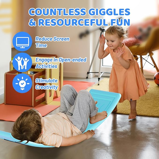 Wobble Balance Board for Kids Toddler,31 Inch Rocker Board Large Balance Trainer for Teens Adults Up to 165LBS, Montessori Open Ended Learning Toy, Exercise and Yoga Curvy Board for Office & Classroom