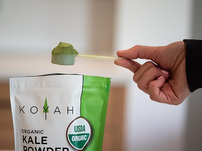 KOYAH - Organic USA Kale Powder (Equivalent to 30 Cups Fresh): Freeze-dried, Whole-Leaf Powder