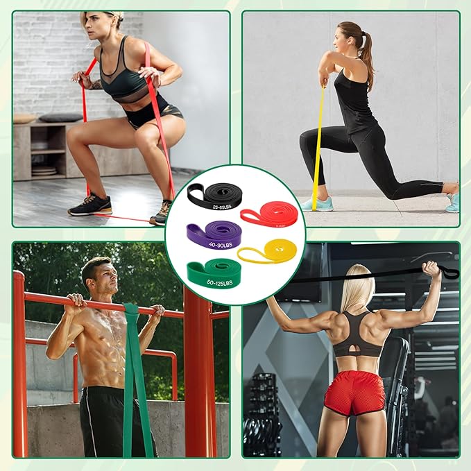 Pull Up Assist Bands with 5 Size, Resistance Band, Loop Power Exercise Band, for Home Gym Fitness, Stretching, Physical Therapy & Training