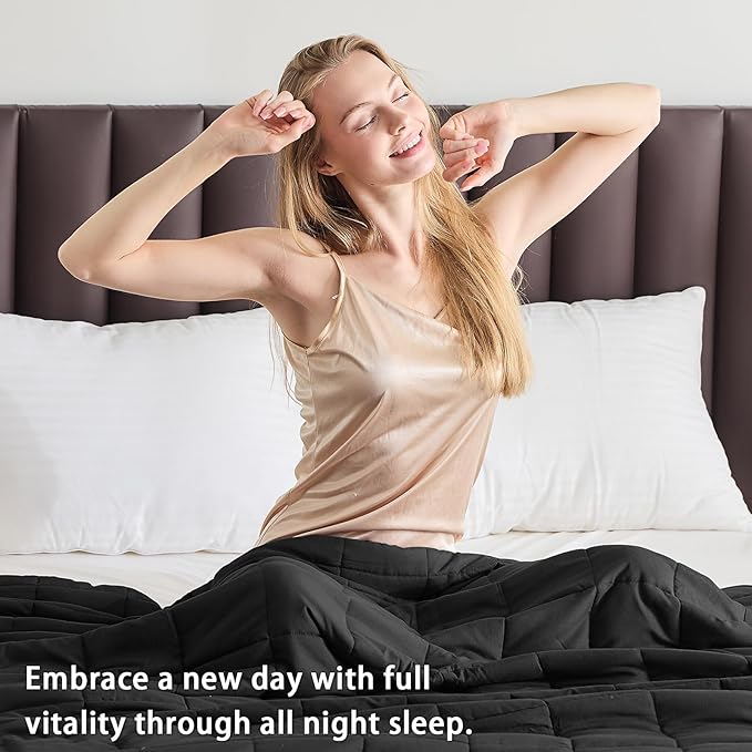 King Size Weighted Blanket for Adults (25 lbs, 80β x 87β, Black) Cooling Heavy Blanket for Sleeping Perfect for 240-260 lbs, Breathable Blanket for Adults & Couple All Season, Machine Washable