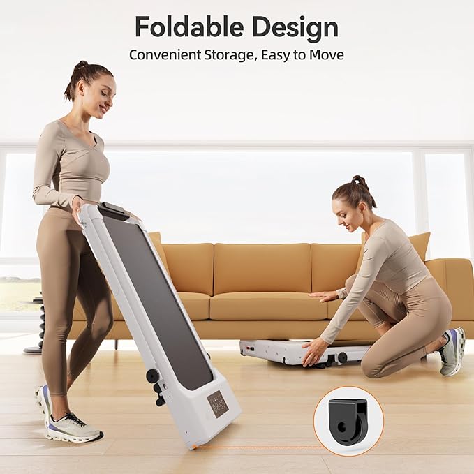 Walking Pad Treadmill with Handle bar, 3.0HP Small Foldable Treadmills for Home with APP Remote Control and LED Display, 7.5MPH Portable Treadmill 300 Lbs Capacity