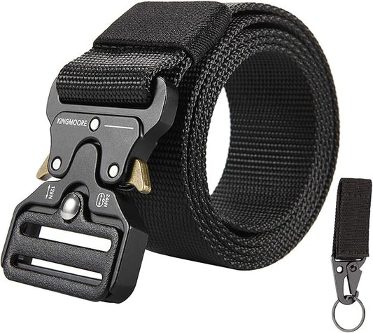 KingMoore Men's Tactical Belt Heavy Duty Webbing Belt Adjustable Military Style Nylon Belts with Metal Buckle