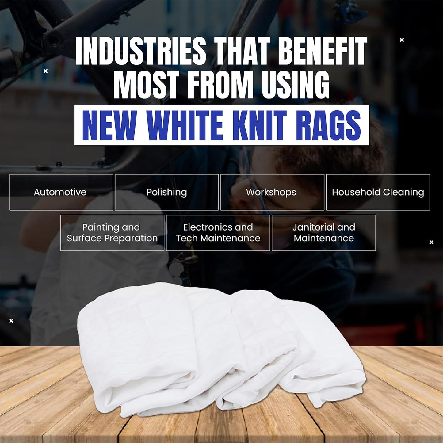 Premium White T-Shirt Cleaning Rags (600 lbs. Pallet 24x25 lbs. Box) ā White Cotton Rags for Cleaning, Staining, Painting, Oil, Grease & Dust Removal ā Shop Rags Bulk for Multipurpose use