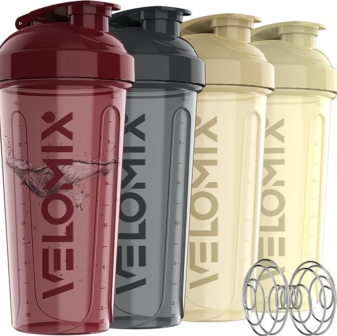 '-4 PACK- 28 oz Protein Shaker Bottle for Protein Mixes - 4x Wire Whisk | Leak Proof Shaker Cups for Protein Shakes | Protein Shaker Bottle Pack | Protein Shake Cup (Burgundy Pack)