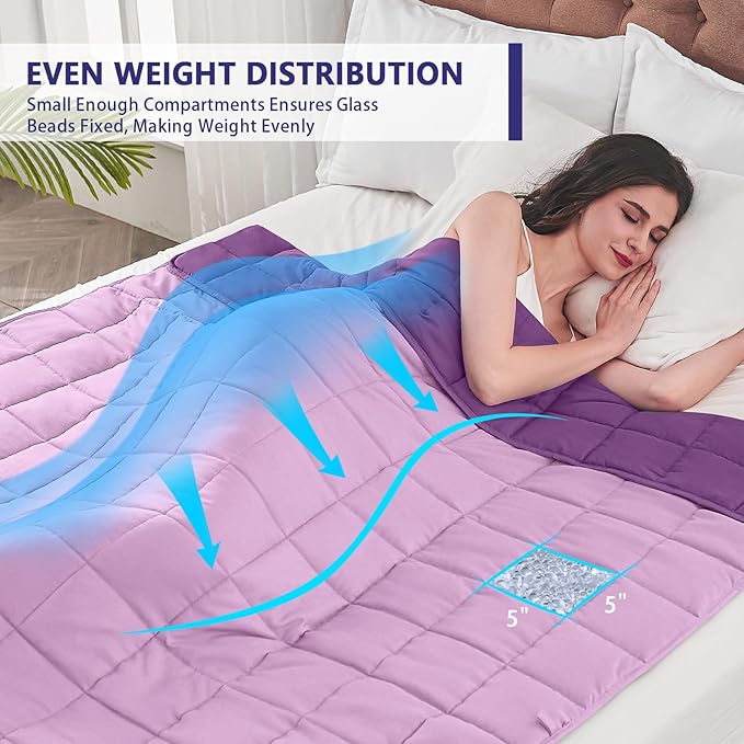 King Size Weighted Blanket for Adults (25 lbs, 80β x 87β, Purple) Cooling Heavy Blanket for Sleeping Perfect for 240-260 lbs, Breathable Blanket for Adults & Couple All Season, Machine Washable