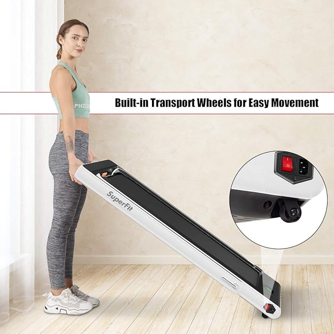 GYMAX Walking Pad, 2.25HP Foldable Treadmill with Smart App & Remote Control, Bluetooth LED Monitor, Small Spaces Compact Running Machine, Folding Portable Under Desk Treadmill for Home Office