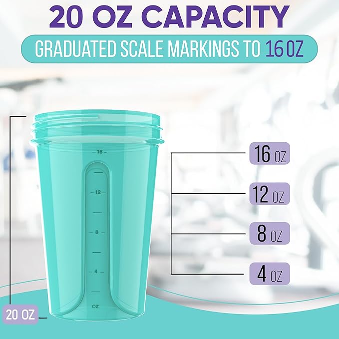 '-2 Pack- 20 oz Protein Shaker Bottles for Protein Mixes - 2x Wire Whisk | Leak Proof Shaker Cups for Protein Shakes and Pre Workout | Protein Shaker Bottle Pack