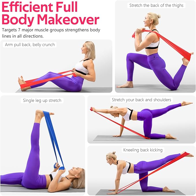 Resistance Bands for Working Out, Exercise Bands for Physical Therapy, Stretch, Recovery, Pilates, Rehab, Strength Training and Yoga Starter Set