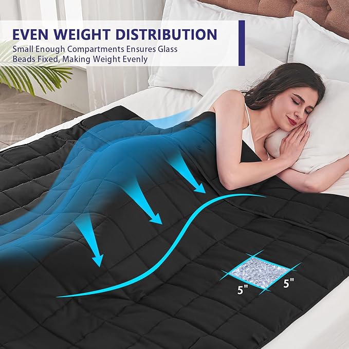 King Size Weighted Blanket for Adults (30 lbs, 80β x 87β, Black) Cooling Heavy Blanket for Sleeping Perfect for 290-310 lbs, Breathable Blanket for Adults & Couple All Season, Machine Washable
