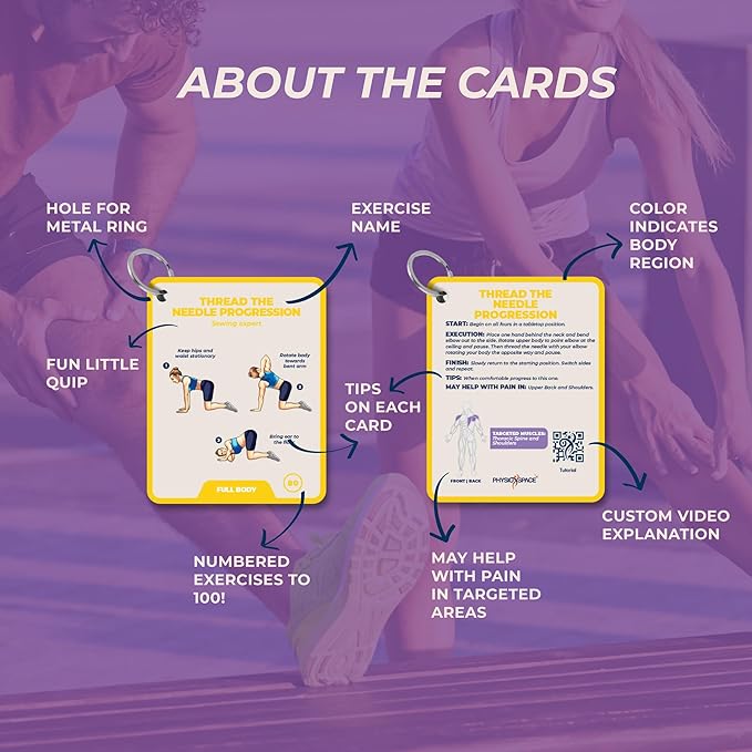 100 Stretching Exercise Flash Cards – Physical Therapy Stretches for Common Conditions (Plantar Fasciitis, Achilles Tendonitis, Sciatica, Back & Hip Pain) – Yoga, Pilates & Everyday Mobility
