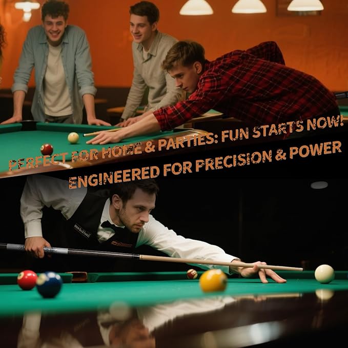 Kmise Professional Low-Deflection Pool Cue Stick, 58'' Canadian Hard Maple Wood Billiard Cue, 13mm Leather Tip, 3D Anti-Slip Grip, Precision Control for Adults/Beginners/Pros