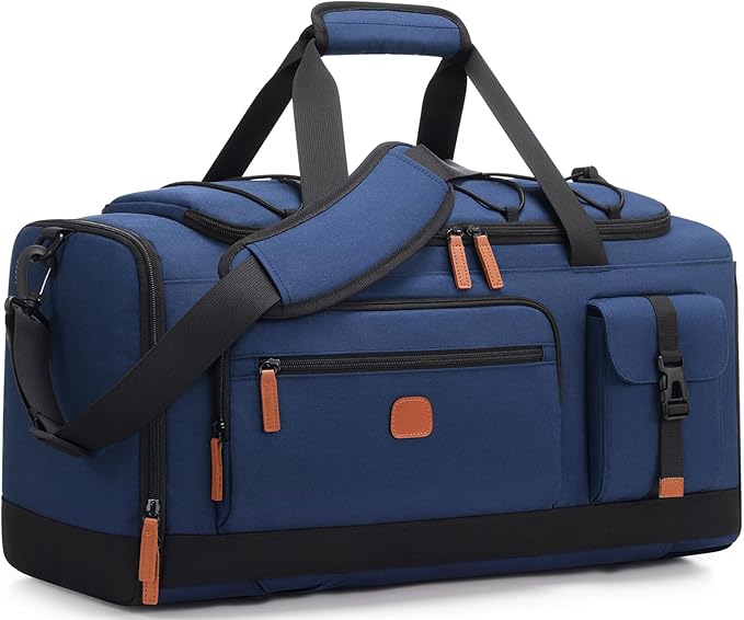 Gym Bag for Men and Women with Shoe & Laptop Compartment, 3-in-1 Sports Travel Duffel Bag Anti-Theft Weekender Carry-On Backpack for Airplane & Workout, Overnight Travel Bag,35L (Blue, Medium)