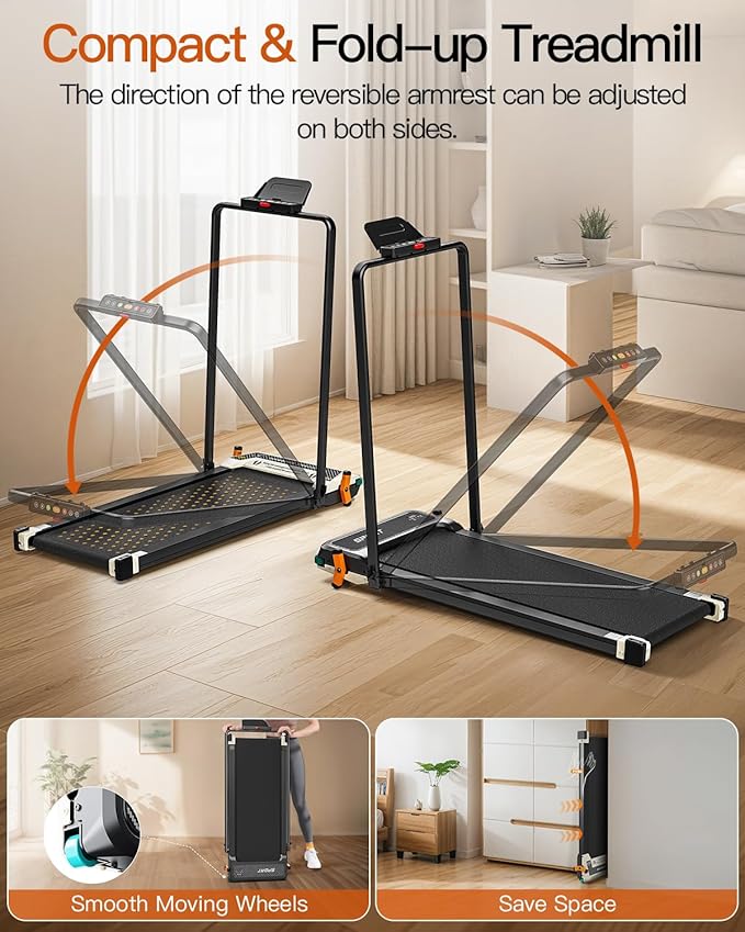 FUNRAY Versatile Walking Pad Treadmill with Incline - Dual-Sided Under Desk Treadmill with Foot Massage,2 in 1 Walking Machine for Home/Office with 330LBS Weight Capacity