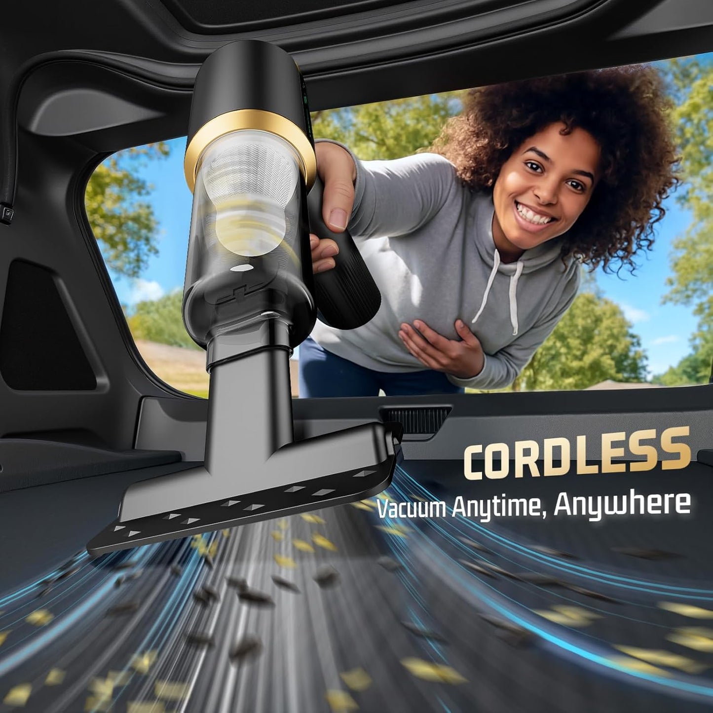 Car Handheld Vacuum Cordless: Car Vacuum Cleaner with 16000Pa Ultra-Strong Suction, Brushless Motor & HEPA Filter - Lightweight Design for Drivers and Office Workers- Glossy Black