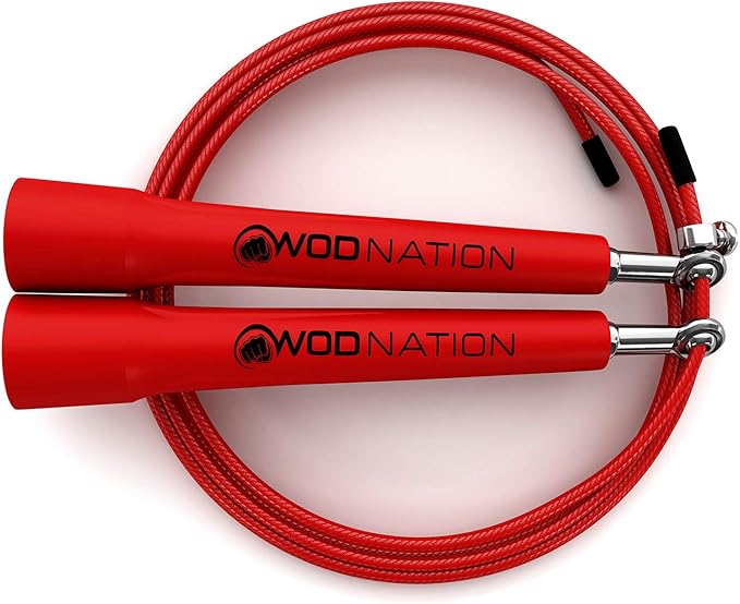 WOD Nation Adjustable Speed Jump Rope For Men, Women & Children - Blazing Fast Fitness Skipping Rope Perfect for Boxing, MMA, Endurance
