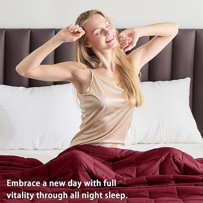 King Size Weighted Blanket for Adults (25 lbs, 80β x 87β, Red Grey) Cooling Heavy Blanket for Sleeping Perfect for 240-260 lbs, Breathable Blanket for Adults & Couple All Season, Machine Washable