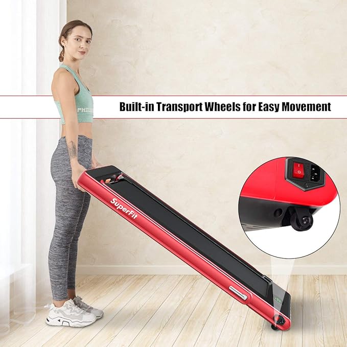 GYMAX Walking Pad, 2.25HP Foldable Treadmill with Smart App & Remote Control, Bluetooth LED Monitor, Small Spaces Compact Running Machine, Folding Portable Under Desk Treadmill for Home Office