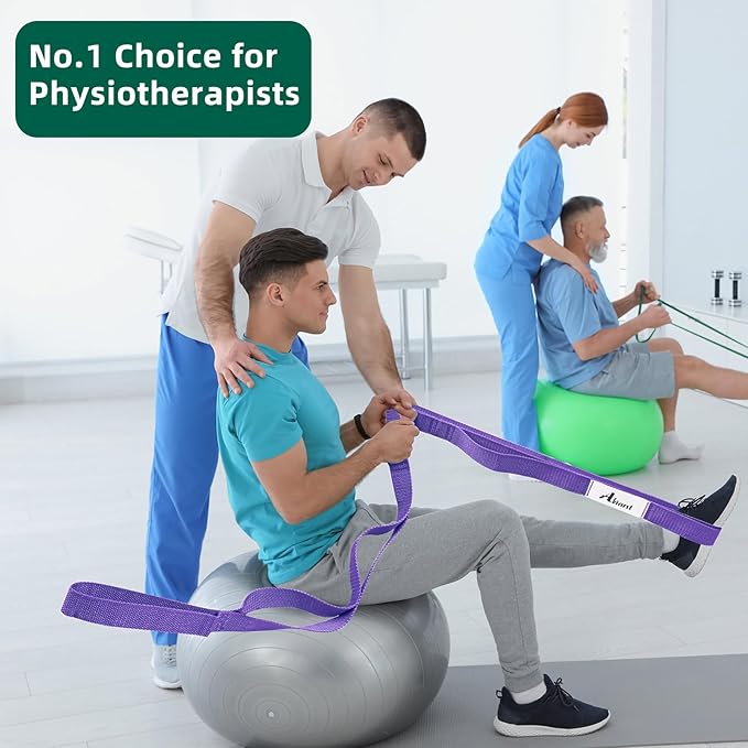 Stretching Strap Yoga Straps for Physical Therapy, 10 Loops Non-Elastic Stretch Band for Pilates, Flexibility, Exercise and Gymnastics