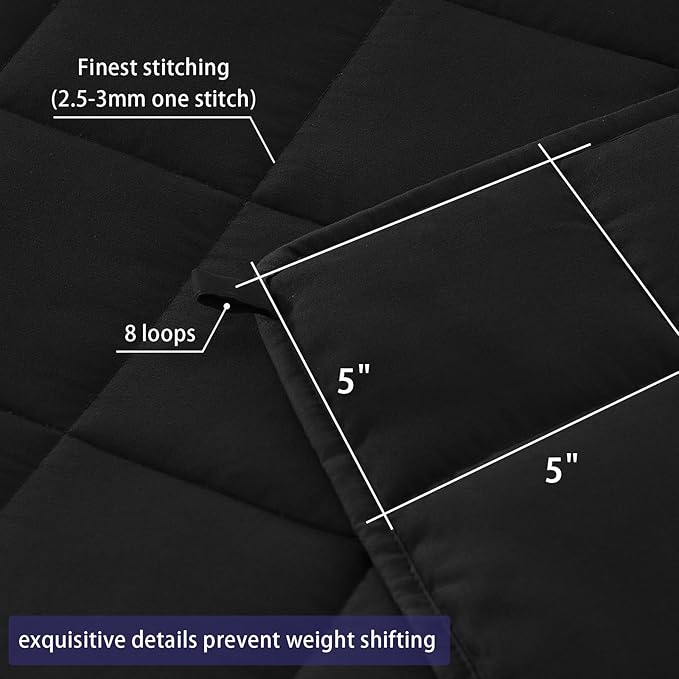 King Size Weighted Blanket for Adults (25 lbs, 80β x 87β, Black) Cooling Heavy Blanket for Sleeping Perfect for 240-260 lbs, Breathable Blanket for Adults & Couple All Season, Machine Washable