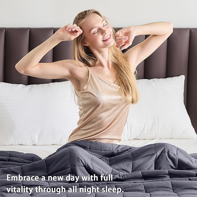 King Size Weighted Blanket for Adults (20 lbs, 80β x 87β, Grey& Black) Cooling Heavy Blanket for Sleeping Perfect for 190-210 lbs, Breathable Blanket for Adults & Couple All Season, Machine Washable