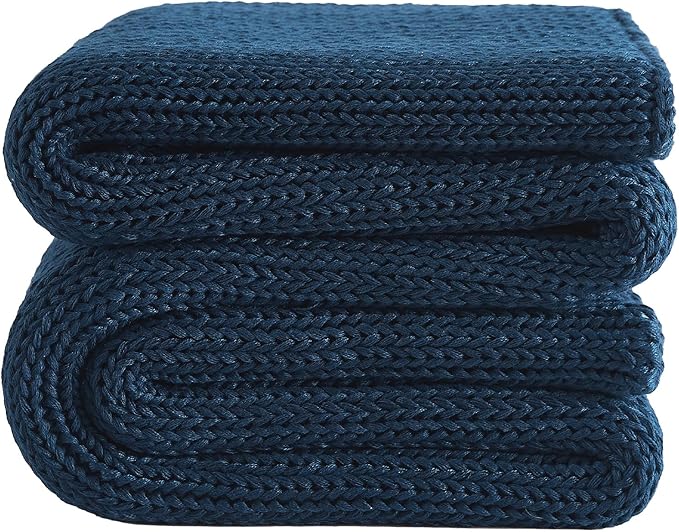 L'AGRATY Knitted Weighted Blanket - 48"x72" 12lbs Cooling Chunky Knit Heavy Blanket for Adults Braided Crochet Throw Thick Cable Yarn Knit Decorative No Beads Evenly Weighted Machine Washable