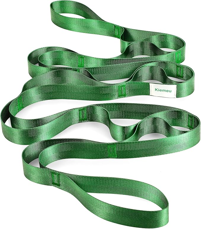 Stretch Strap With Loops For Physical Therapy, Yoga Straps For Stretching With Loops, Non-elastic Leg Straps For Knee Rehab, 8 ft Long x 1.2 inch Wide