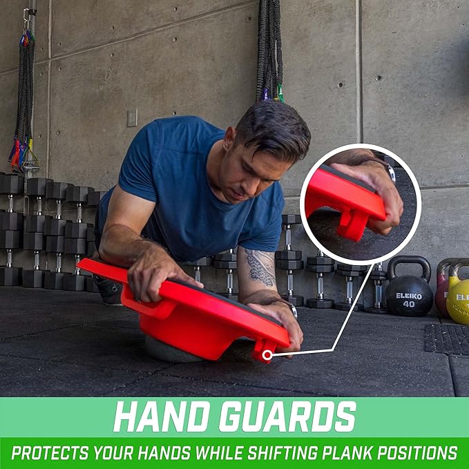 GoSports Fitness Plank Board with Smart Phone Holder - Blue or Red - Core Hub for Full Body Workouts