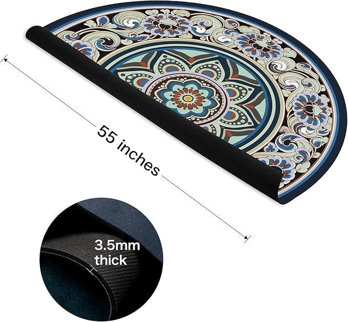 Knsbk Large Round Yoga Mat 4.6'X3.5mm for Exercise Premium Extra Thick, Ultra Comfortable, Non Slip, Meditation Mat