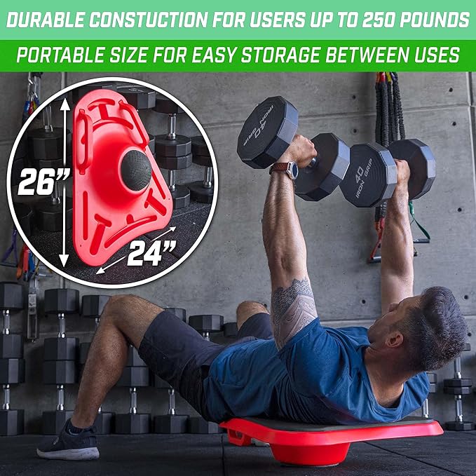 GoSports Fitness Plank Board with Smart Phone Holder - Blue or Red - Core Hub for Full Body Workouts