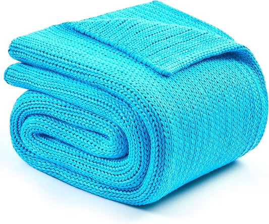L'AGRATY Knitted Weighted Blanket - 48"x72" 15lbs Cooling Chunky Knit Heavy Blanket for Adults Braided Crochet Throw Thick Cable Yarn Knit Decorative No Beads Evenly Weighted Machine Washable