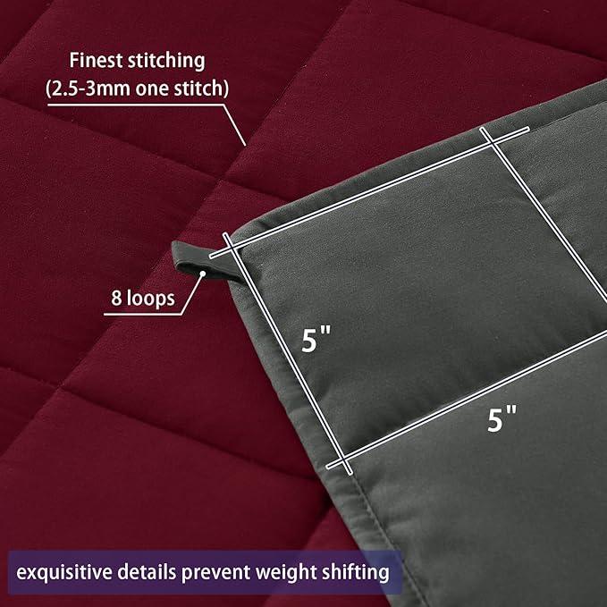 King Size Weighted Blanket for Adults (25 lbs, 80β x 87β, Red Grey) Cooling Heavy Blanket for Sleeping Perfect for 240-260 lbs, Breathable Blanket for Adults & Couple All Season, Machine Washable