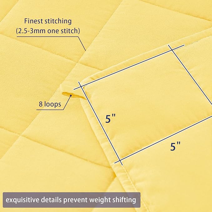 King Size Weighted Blanket for Adults (20 lbs, 80β x 87β, Yellow) Cooling Heavy Blanket for Sleeping Perfect for 190-210 lbs, Breathable Blanket for Adults & Couple All Season, Machine Washable
