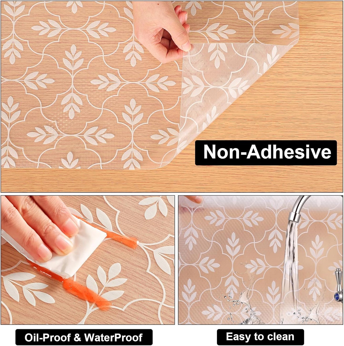 Cooyes Shelf Liners for Kitchen Cabinets Waterproof & Oil-Proof Kitchen Cupboard Mats Non-Slip Drawer Mats EVA Material Non Adhesive Fridge Liner for Shelves, 23.6" W x 236" L