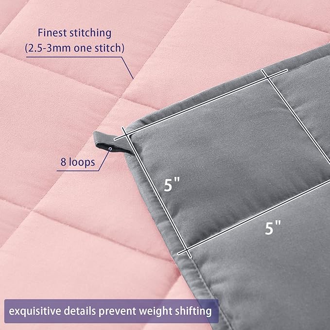 King Size Weighted Blanket for Adults (25 lbs, 80β x 87β, Pink Grey) Cooling Heavy Blanket for Sleeping Perfect for 240-260 lbs, Breathable Blanket for Adults & Couple All Season, Machine Washable