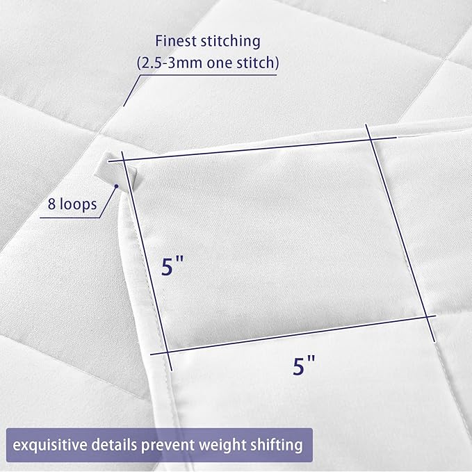 King Size Weighted Blanket for Adults (20 lbs, 80β x 87β, White) Cooling Heavy Blanket for Sleeping Perfect for 190-210 lbs, Breathable Blanket for Adults & Couple All Season, Machine Washable