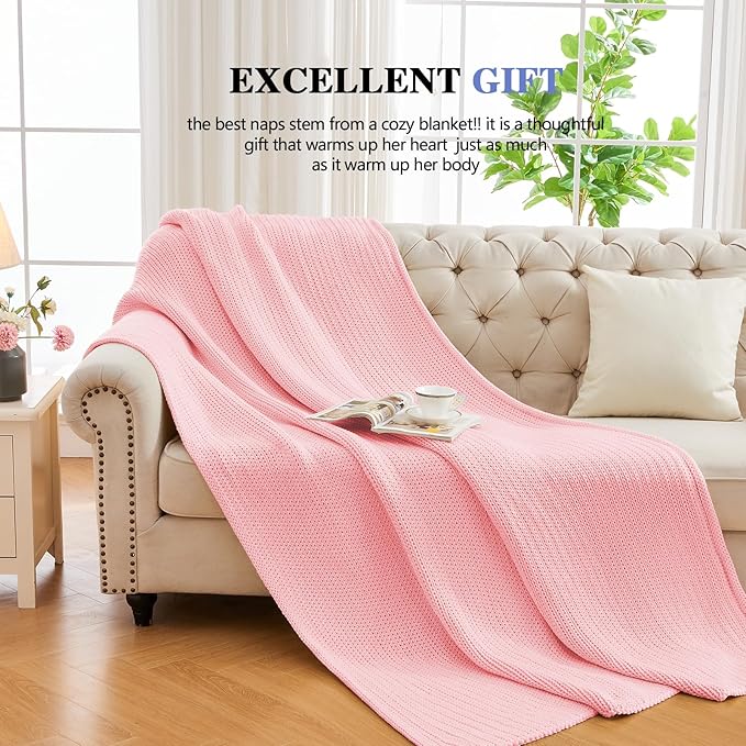 L'AGRATY Knitted Weighted Blanket - 48"x72" 12lbs Cooling Chunky Knit Heavy Blanket for Adults Braided Crochet Throw Thick Cable Yarn Knit Decorative No Beads Evenly Weighted Machine Washable